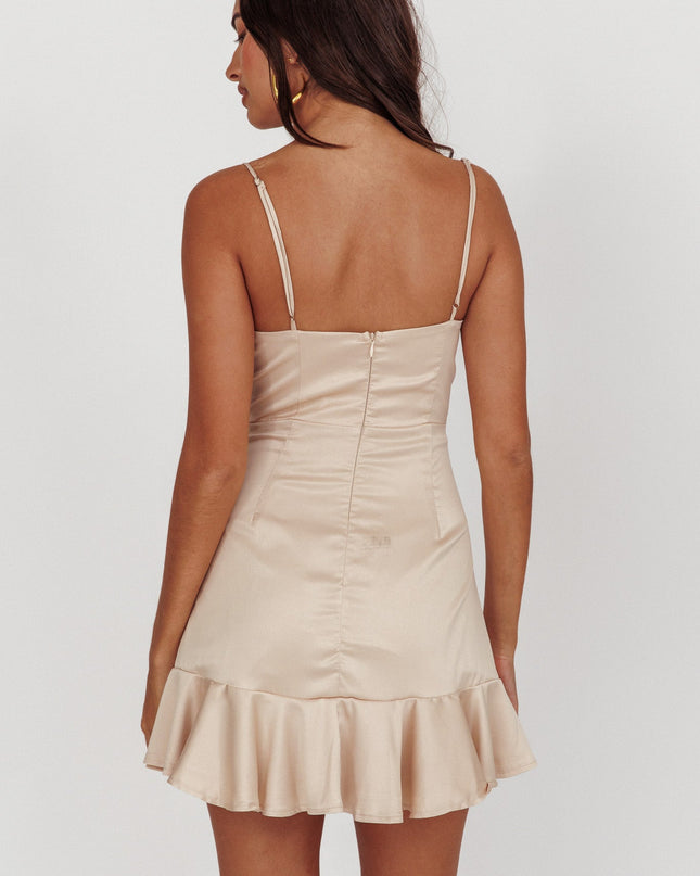 Champagne Ruffle Hem Mini Dress