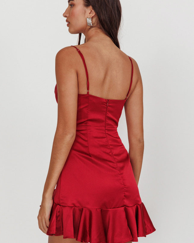 Cherry Ruffle Hem Mini Dress