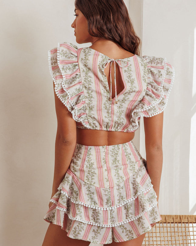 Natural Free Tiered Ruffle Skorts Floral
