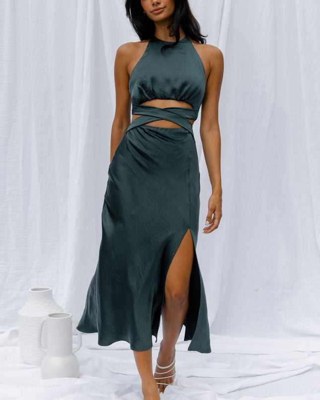 Jade Butterfly Cut-Out Waist Midi Dress