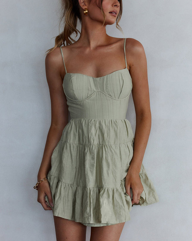 Sage Tied Back Mini Dress
