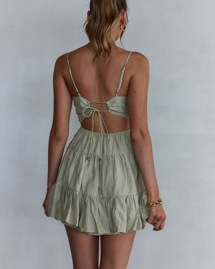 Sage Tied Back Mini Dress