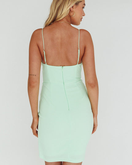 Mint Structured Bodice Ruffle Dress