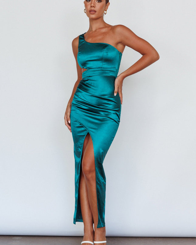 Green Night-Out One Shoulder Maxi Dress