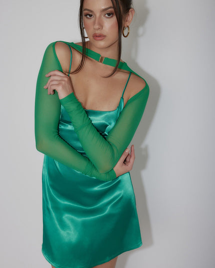 Green Moon Rising Faux Bolero Mini Dress