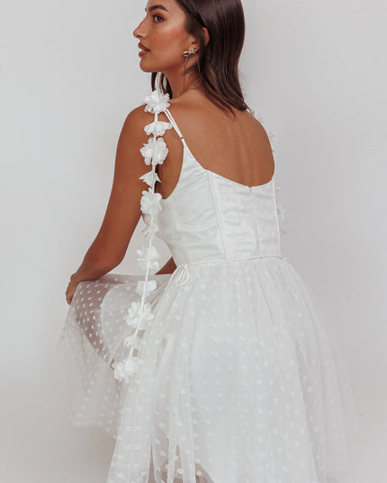 White Floral Strap Mini Dress