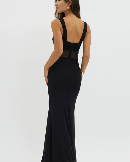 Black Sheer Waist Maxi Dress