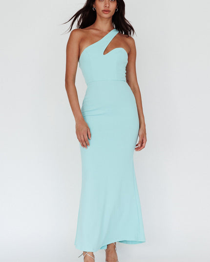 Mint One-Shoulder Maxi Dress