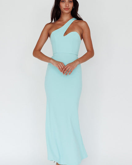 Mint One-Shoulder Maxi Dress
