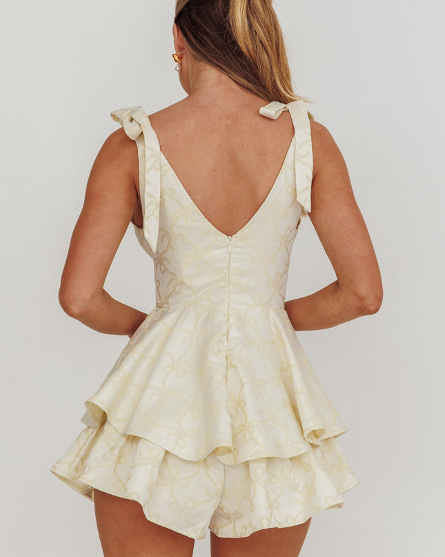 Butter Tied Shoulders Ruffle Romper