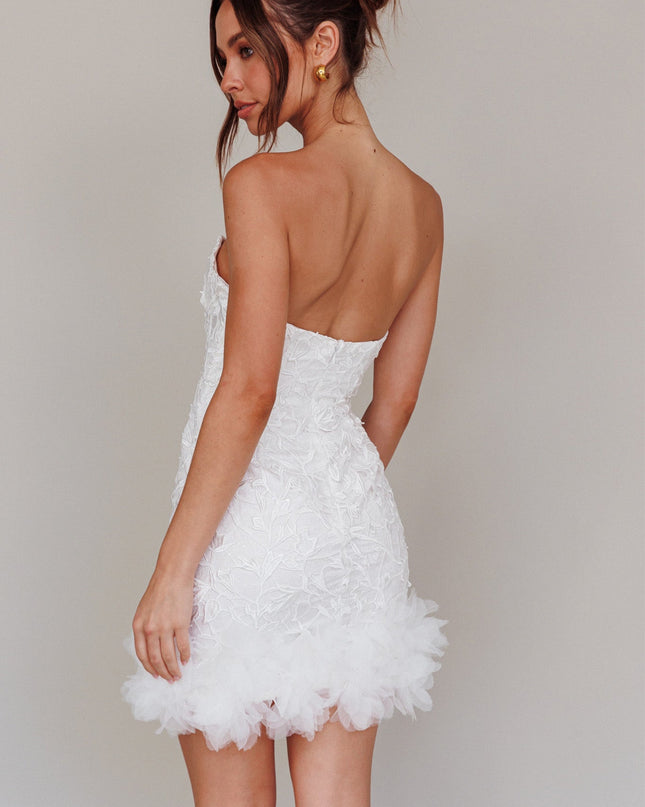 White My Life Applique Mini Dress