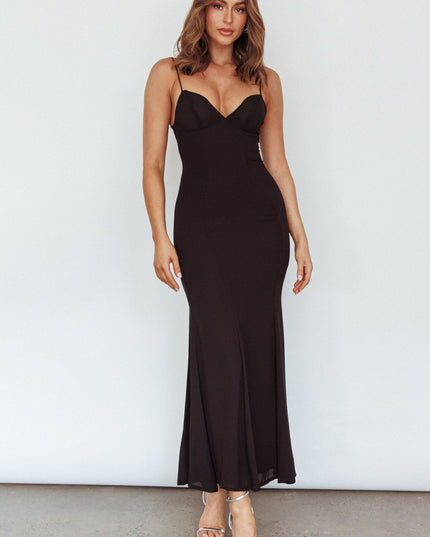 Black Paris Bodycon Mermaid Maxi Dress