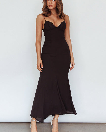Black Paris Bodycon Mermaid Maxi Dress