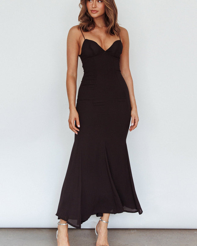 Black Paris Bodycon Mermaid Maxi Dress