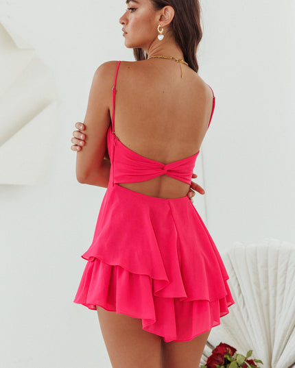 Pink Gathered Bust Romper