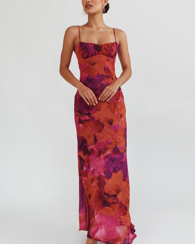Rose Low Back Twist Maxi Dress Dark