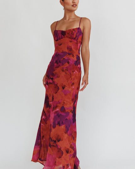 Rose Low Back Twist Maxi Dress Dark