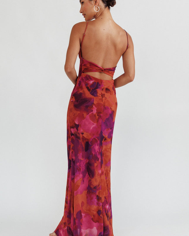 Rose Low Back Twist Maxi Dress Dark