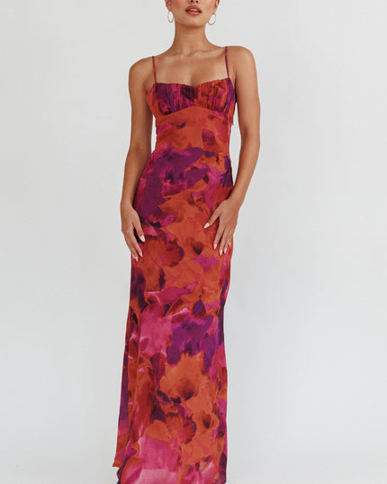 Rose Low Back Twist Maxi Dress Dark
