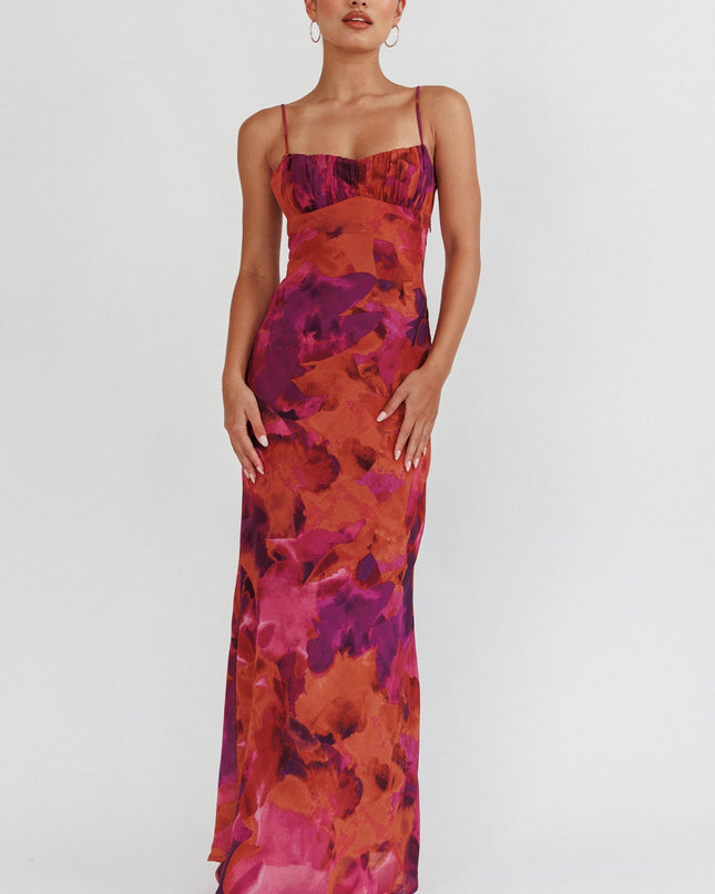 Rose Low Back Twist Maxi Dress Dark