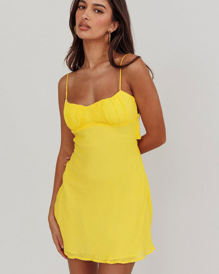 Lemon Twist Back Mini Dress