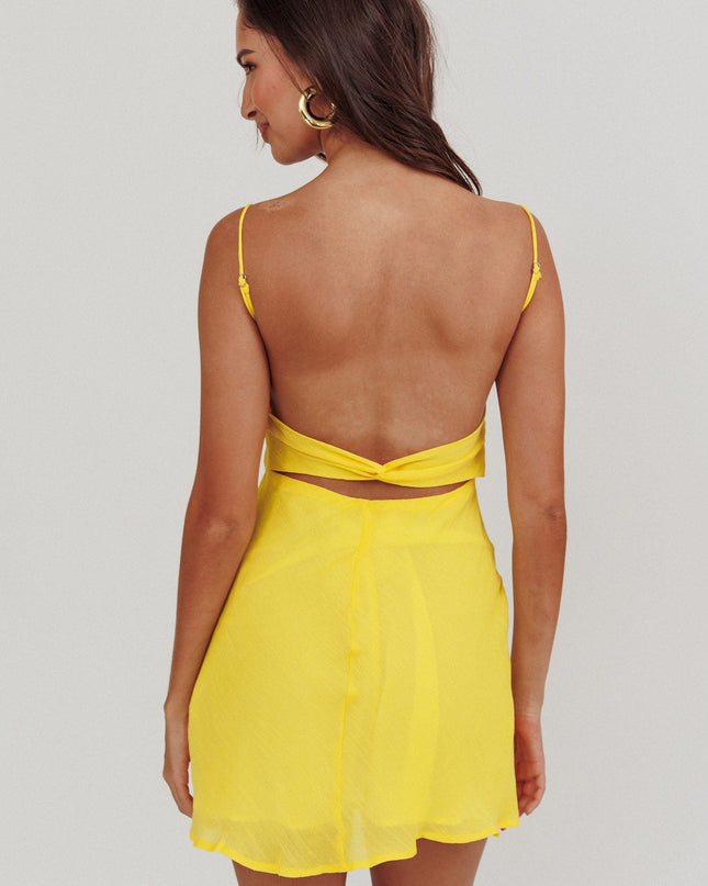 Lemon Twist Back Mini Dress