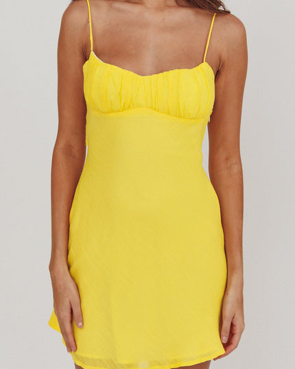 Lemon Twist Back Mini Dress