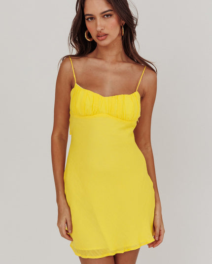 Lemon Twist Back Mini Dress