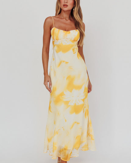 Yellow Low Back Twist Maxi Dress Lily