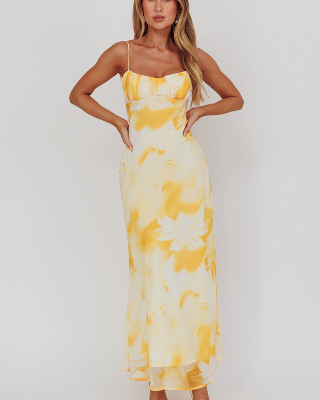 Yellow Low Back Twist Maxi Dress Lily