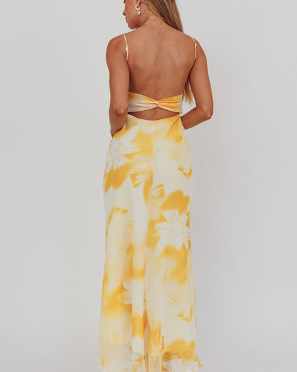 Yellow Low Back Twist Maxi Dress Lily