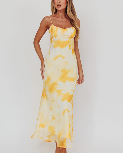 Yellow Low Back Twist Maxi Dress Lily