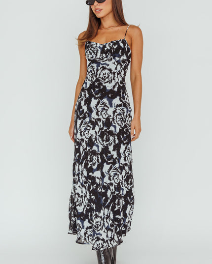 Black Twist Back Maxi Dress Swirl
