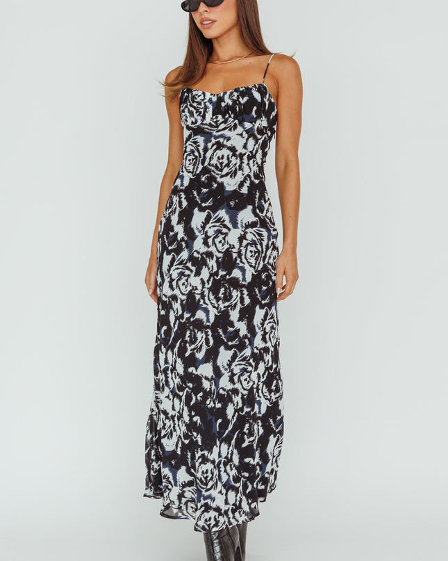Black Twist Back Maxi Dress Swirl