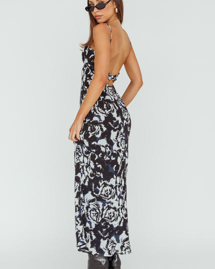 Black Twist Back Maxi Dress Swirl