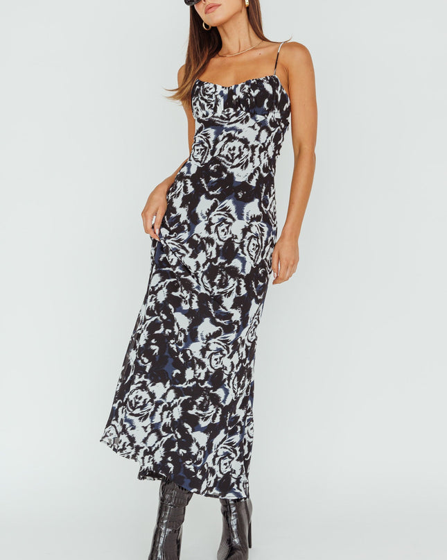 Black Twist Back Maxi Dress Swirl