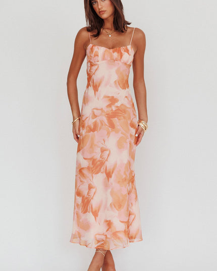 Orange Low Back Twist Maxi Dress