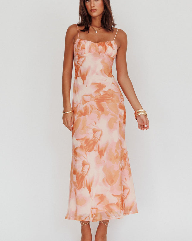 Orange Low Back Twist Maxi Dress