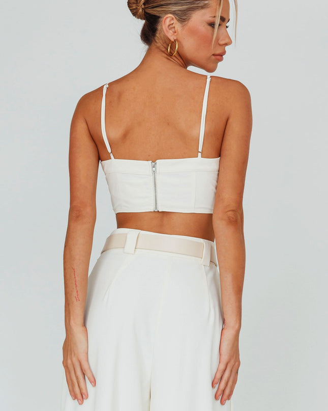 Cream Ruched Cami Crop Top