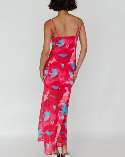 Pink Cami Strap Midi Dress Floral