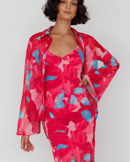 Pink Flared Cuff Long Sleeve Shirt Floral