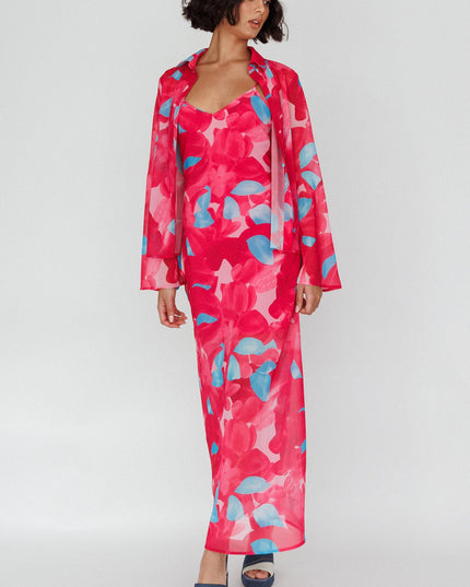 Pink Flared Cuff Long Sleeve Shirt Floral