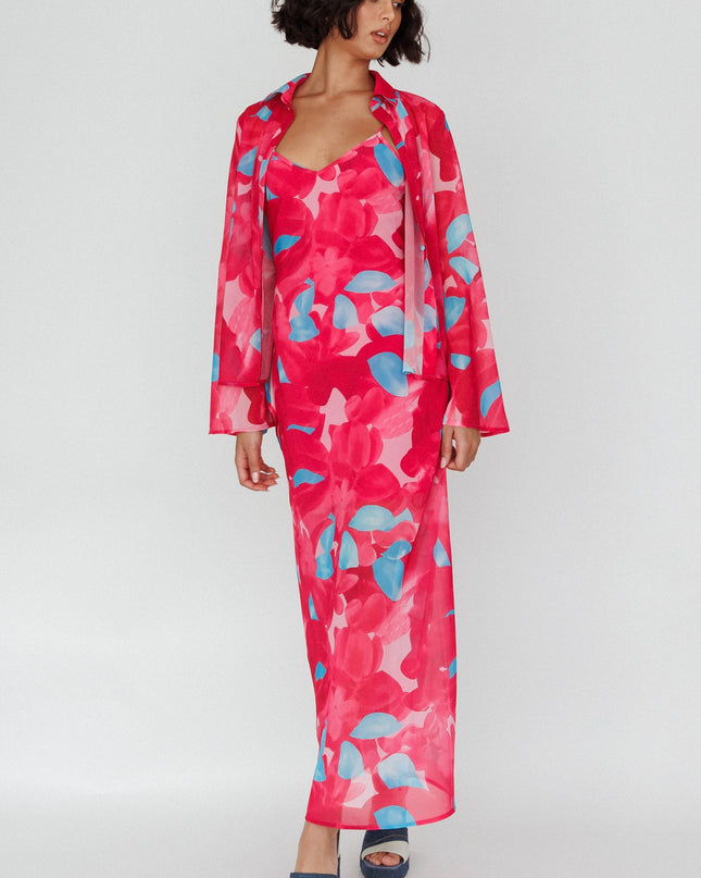 Pink Flared Cuff Long Sleeve Shirt Floral