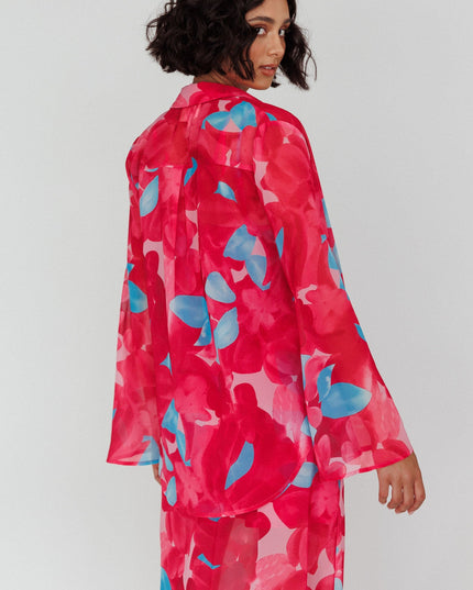 Pink Flared Cuff Long Sleeve Shirt Floral