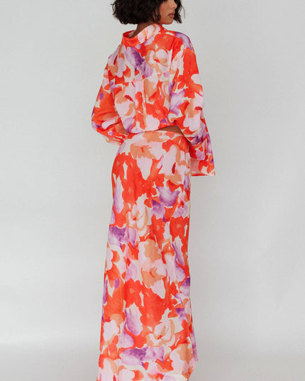 Orange/Purple Midi Skirt Floral