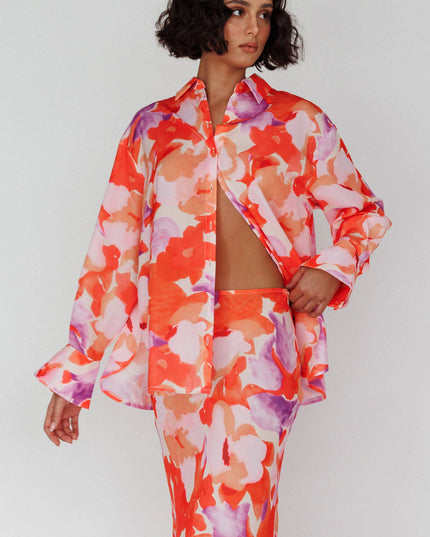 Orange/Purple Long Sleeve Flared Cuff Shirt