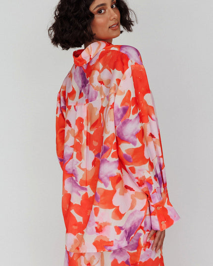 Orange/Purple Long Sleeve Flared Cuff Shirt