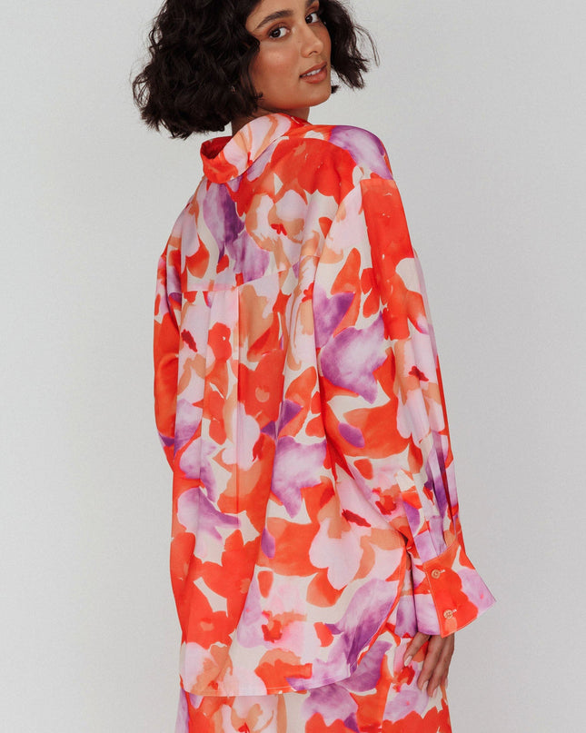 Orange/Purple Long Sleeve Flared Cuff Shirt