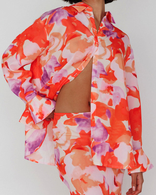 Orange/Purple Long Sleeve Flared Cuff Shirt