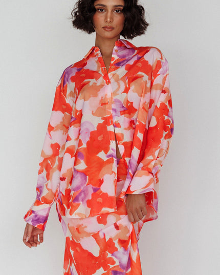 Orange/Purple Long Sleeve Flared Cuff Shirt